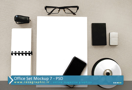 طرح لایه باز پیش نمایش ست اداری – Office Set Mockup 7 | رضاگرافیک